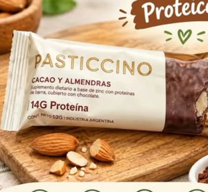 Barrita Pasticcino Cacao y Almendras 14 g de proteína - Barritas y snacks Pasticcino en Tienda Orgánica